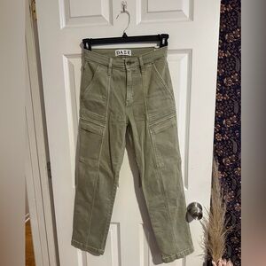 Daze Women's Olive High Rise Boot Cut Pants